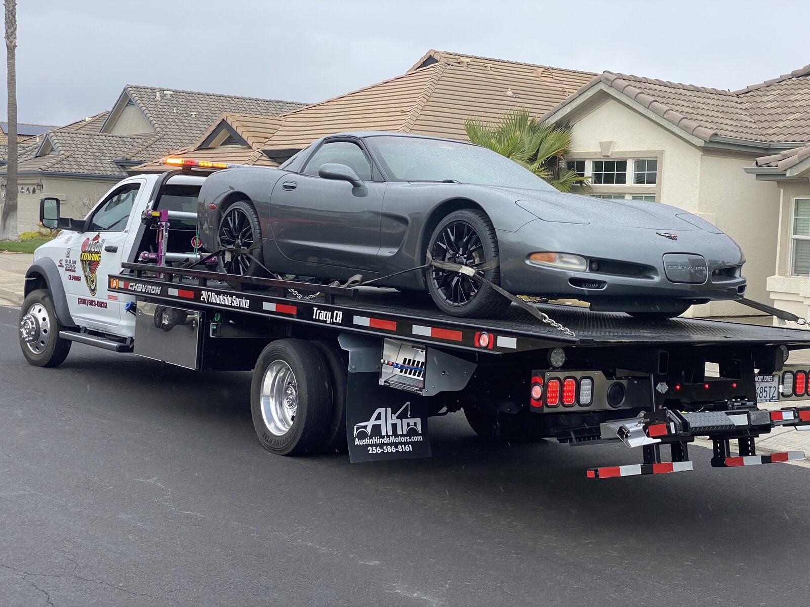 Sports car flatbed towing Manteca Lathrop CA - Corvette transport