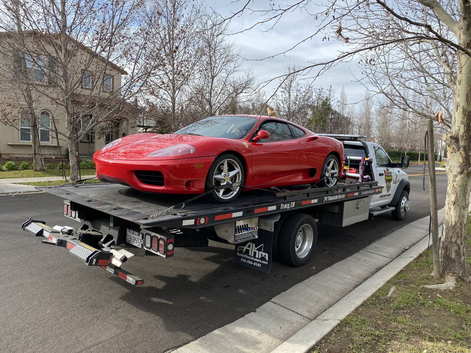 Luxury Ferrari towing service in Tracy CA - On Call Towing flatbed